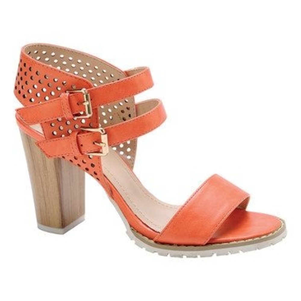 Women's Orange Strappy Heeled Sandals